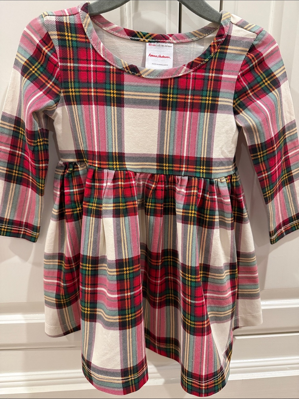 Hanna Andersson Red, Cream & Green Plaid Cotton Dress
